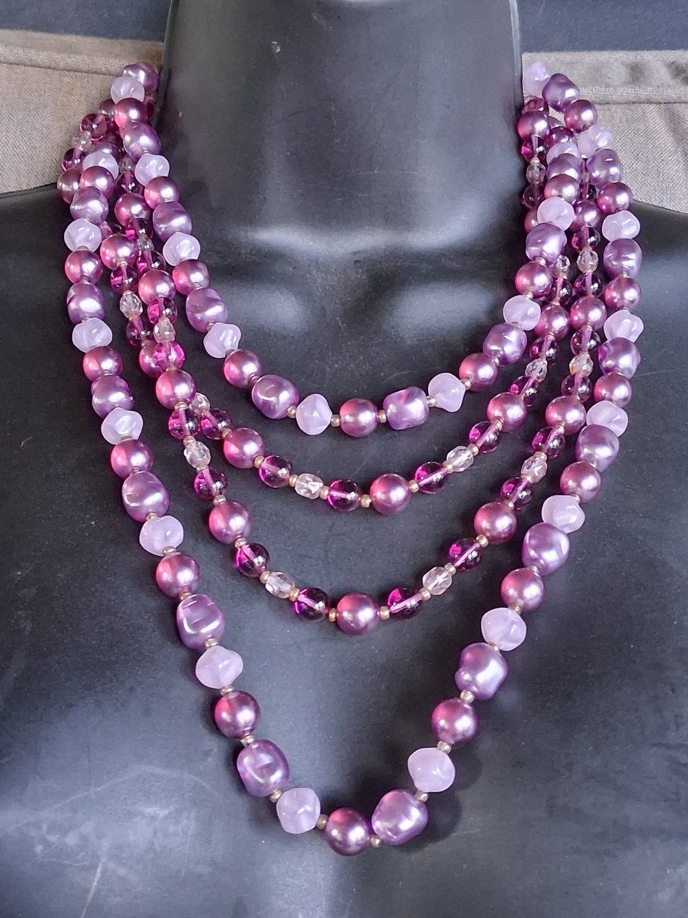 Joan Rivers Multi-Strand Purple Beaded Necklace - Elegant Women's Jewelry Estate